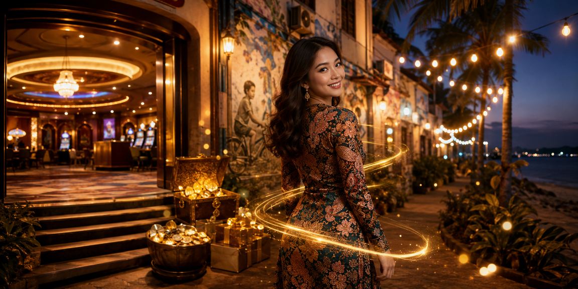 Suasana pertaruhan kasino di Penang dengan corak batik tradisional
